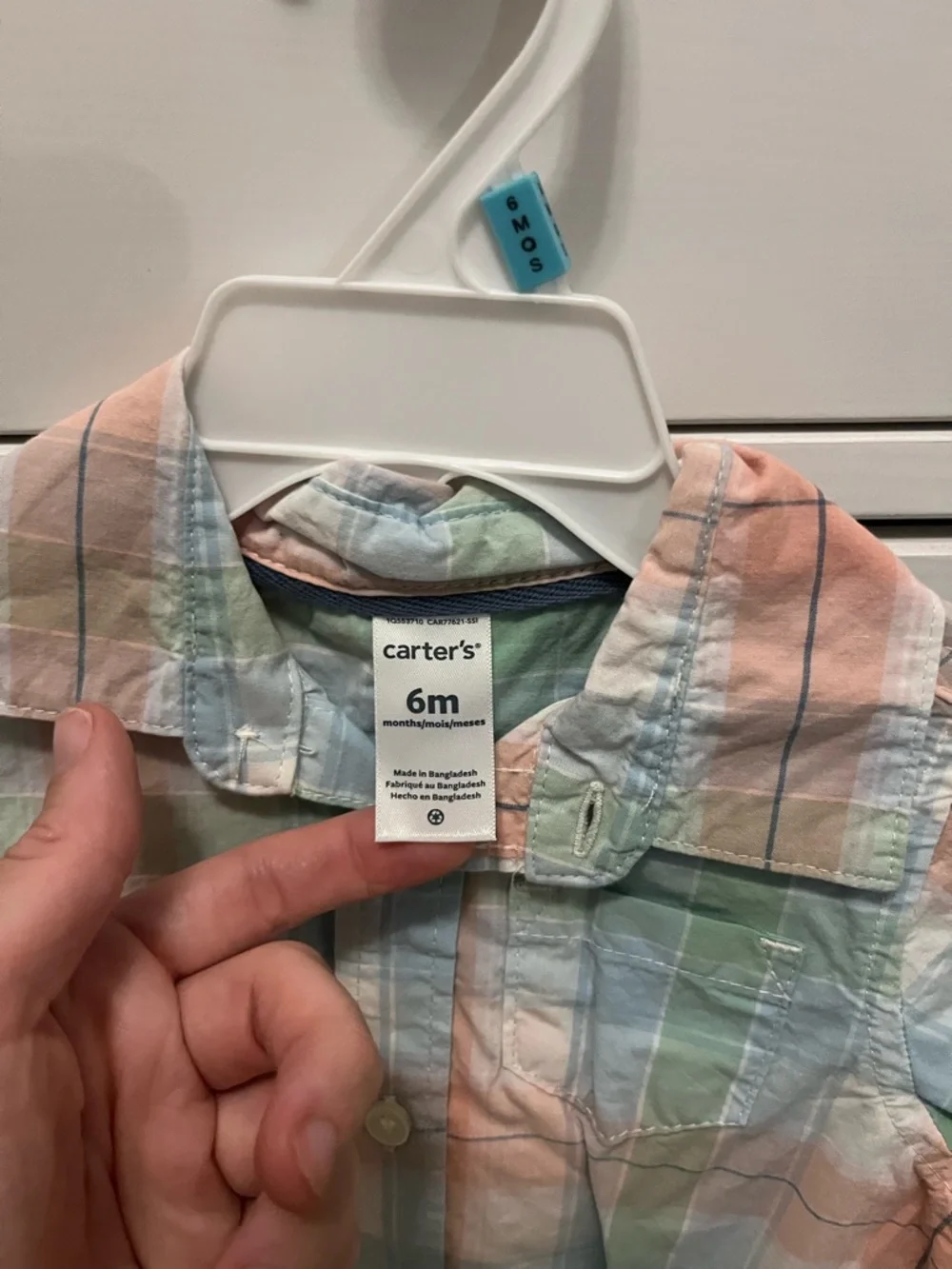 NWT Carter’s Outfit Set Plaid Button Up Khaki Pants Suspenders Pastel